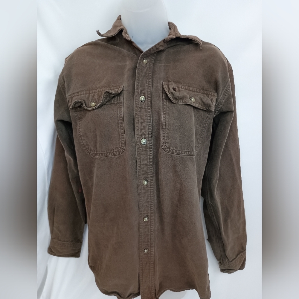 Men's CARHARTT Thrashed Grunge Brown Button-Up‎ Office Work Jacket (#1,537)(C)